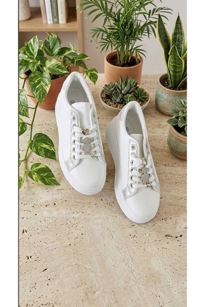 Fara brand Adidași Albi Dama din Piele Ecologică cu Accesorii