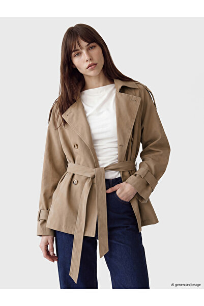 LC Waikiki I Dik Roba Collar Belted Women's Gabardine Trench Coat from Freeze...