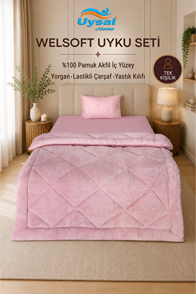 UYSAL WELSOFT AKFİL TEK KİŞİLİK UYKU SETİ 155x215 PUDRA