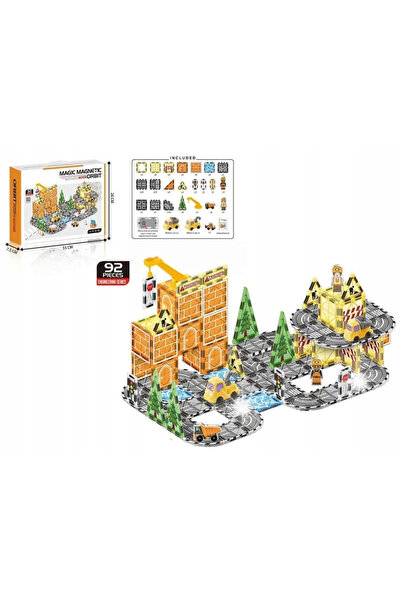 Ikonka Blocuri magnetice de construcție 3D – asamblare de utilaje de construc...