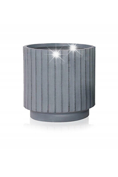 Polnix Husă decorativă pentru ghiveci ceramic, striată, gri, 36 cm