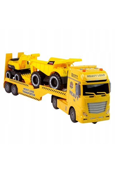 woopie Camion transportator de mașini cu set de vehicule de construcții, cado...