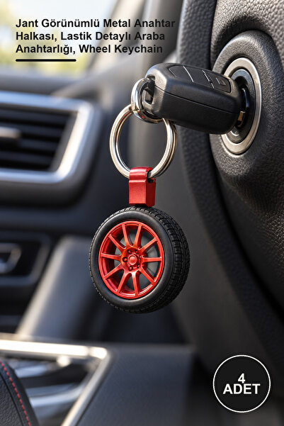 Yenilig 4 Pieces Wheel Design Keychain – Metal Key Ring with Wheel Appearance...
