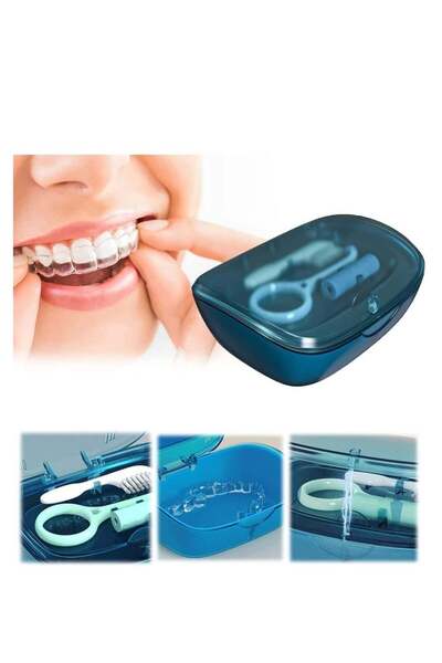 Generic 2-Tier Denture Storage Box, Orthodontic Mouth Guard Case, Partial Ret...