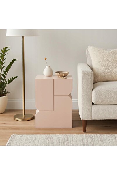 Home Styling Collection Măsuță auxiliară, noptieră modernă și elegantă, bej, ...