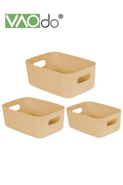 Generic 3PCS Plastic Storage Bins, Stackable Storage Baskets with Cutout Hand...