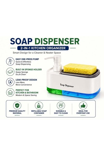 Generic Hand and Dish Soap Dispenser Set for Kitchen, Dual Soap Dispenser wit...