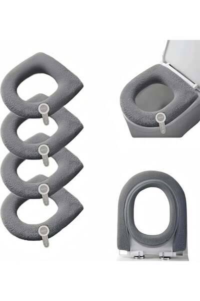 Generic 4-Pack Bathroom Washable Toilet Seat Cover Pads - Universal Fit for E...