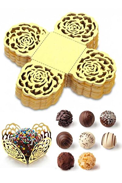 Generic 50 PCS Gold Truffle Wrappers Small Flared Paper Baking Cups Chocolate...