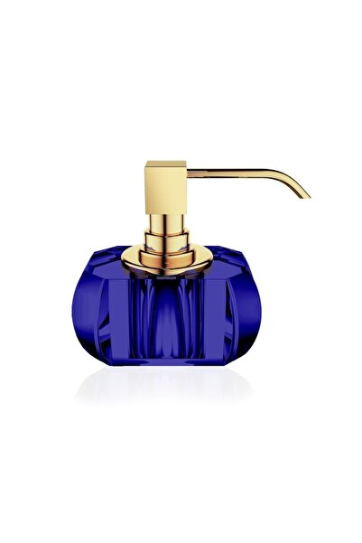 Decor Walther Kristall Liquid Soap Dispenser, Countertop - Gold/Blue