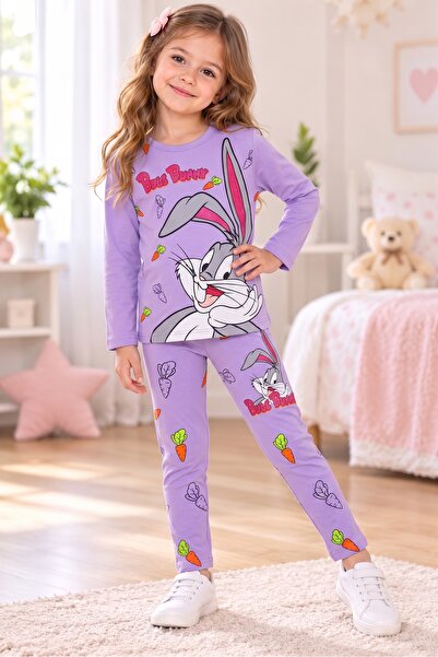 KAMİKAM Beautiful Combed Cotton Girl's Character Suit