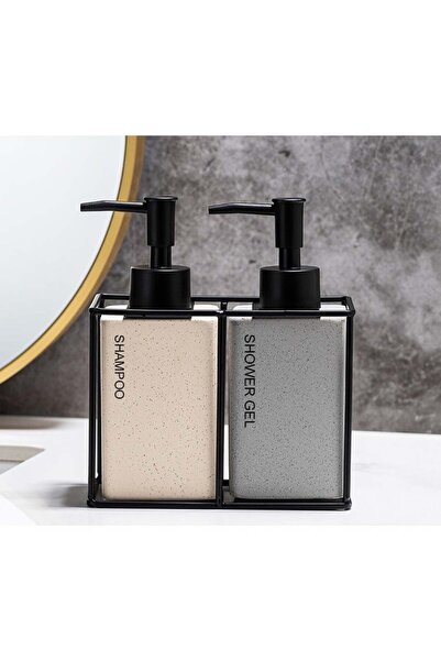 Generic Ceramic Lotion Dispenser Bottles Set, Beige Shampoo & Grey Shower Gel...