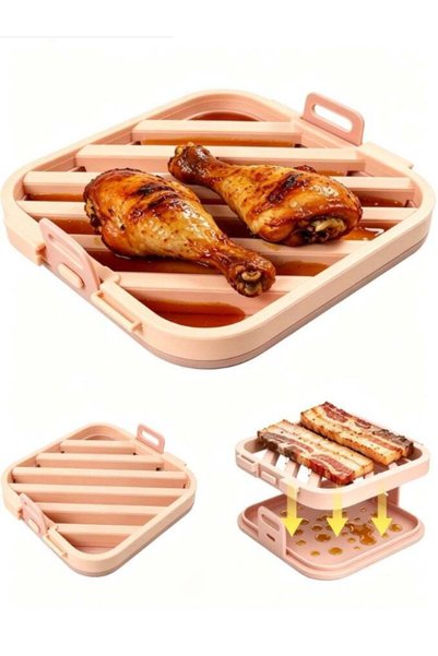 Generic Reusable Silicone Air Fryer Liners, Square Oil‑Drain Air Fryer Silico...