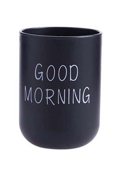 Generic Printed Toothbrush Holder Cup Black 10x7.2x7.2cm