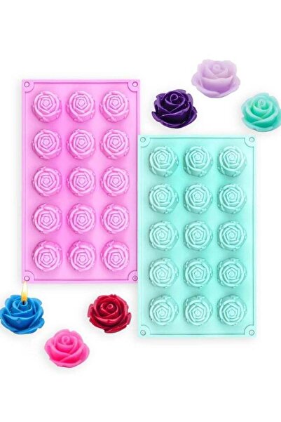 Generic 2 Pcs Rose Silicone Fondant Molds 15 Cavity Flower Cake Resin Mold Ca...