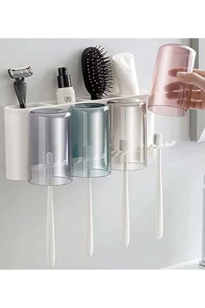 Generic No‑Drill Adhesive Wall‑Mounted Toothbrush Holder, Dustproof Bathroom ...
