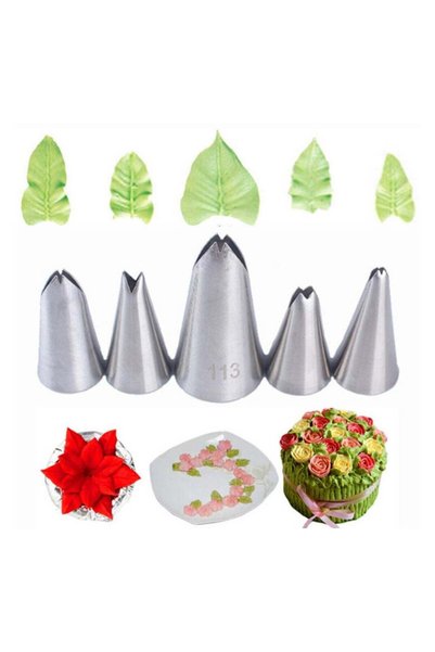Generic 5PCS/Set Leaves Nozzles Stainless Steel Icing Piping Nozzles Tips Pas...