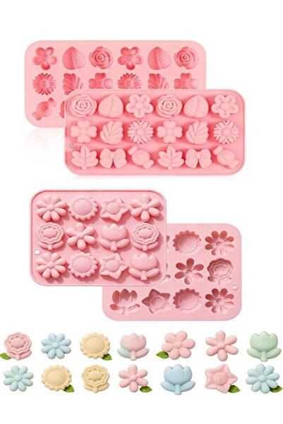 Generic 2 Pack Flower & Leaf Silicone Molds, Non-Stick Candy Molds with Rose,...