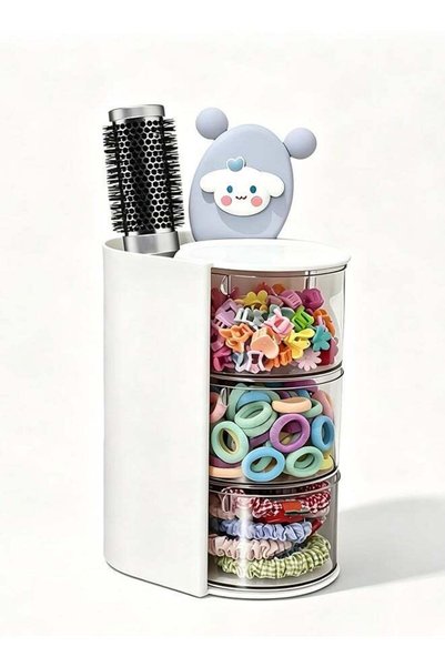 Generic 3-Layer Hair Accessories Organizer with Hair Brush Holder, Rotatable ...