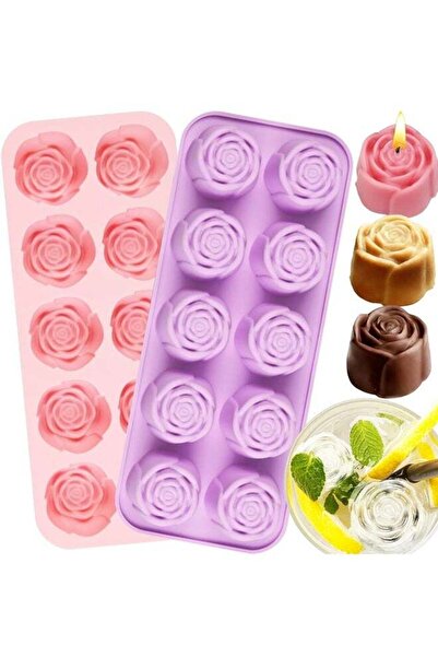 Generic 2 Pcs Rose Chocolate Mold 20 Cavity Silicone Roses Molds for Chocolat...