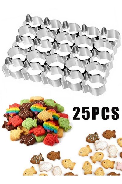 Generic 25 Cavity Gold Fish Cookie Cutter, Stainless Steel Non-Stick Mini Fis...
