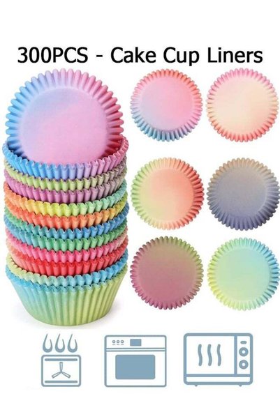 Generic 300Pcs Gradient Color Cake Cups - 6 Gradient Colors - Disposable Pape...
