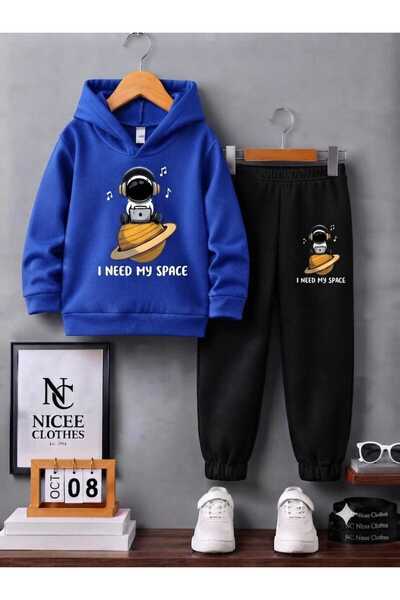NC Nicee Clothes طقم رياضي للأطفال للجنسين (طباعة رائد فضاء يسمع الموسيقى) شتوي