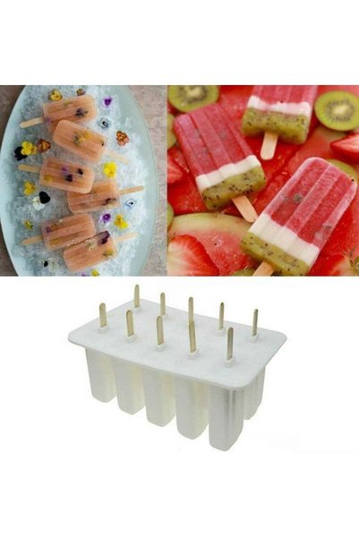 Generic 10-Cavity Silicone Popsicle Mold Set with Sticks - Food Grade Non-Tox...