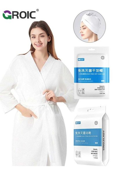 Generic Disposable Robes,Disposable bathrobe and Disposable Dry Hair Cap,Non-...