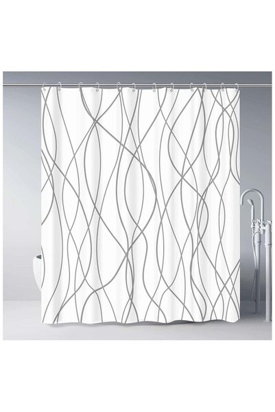 Generic Shower Curtain, Fabric Shower Curtain for Bathroom, Grey and White Fa...