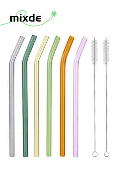 Generic Reusable Straws Reusable Bent Drinking Straws with 2 Cleaning Brushes...