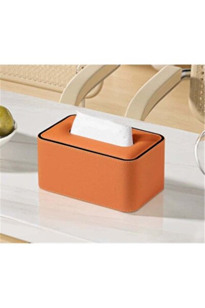 Generic Tissue Box, PU Leather Tissue Holder with Lid, Facial Tissue Case Nap...