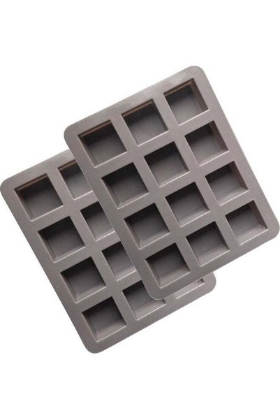 Generic 2-Piece 12 Grid Square Silicone Non-Stick Cake Mould Grey