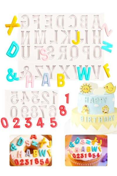 Generic 2PCS Alphabet Number Silicone Mold, Letter Chocolate Fondant Mould fo...