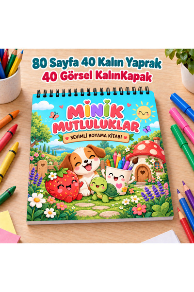 FunActiv Minik Mutluluklar Boyama Kitabı 21×20 cm | 40 Özgün Kawaii Boyama Sa...