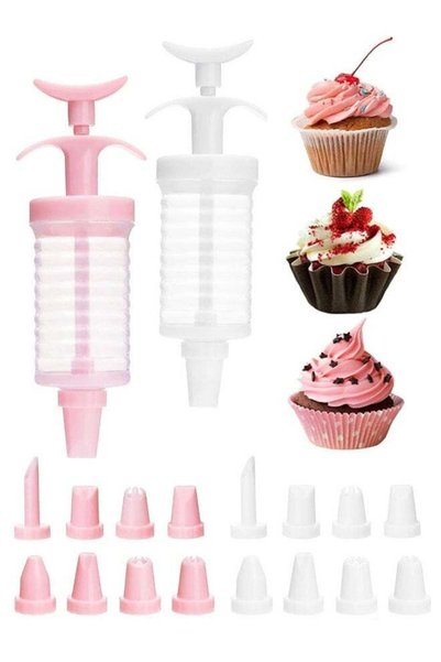 Generic 2 Sets Icing Piping Kit with 16 Nozzles and Syringe, Cake Decorating ...