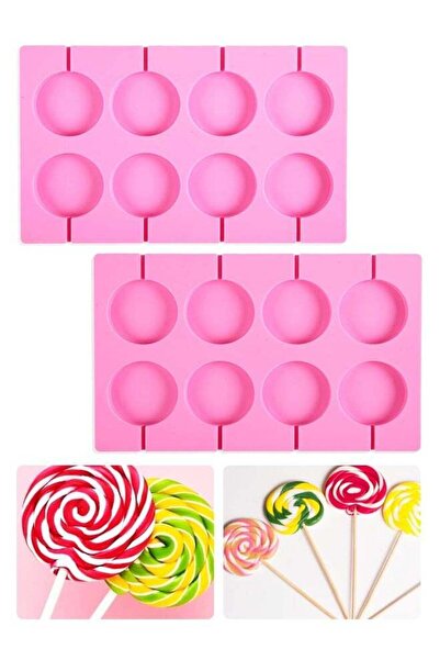 Generic 2PCS Capacity Round Silicone Lollipop Mold, Non‑Stick Candy Sucker Mo...