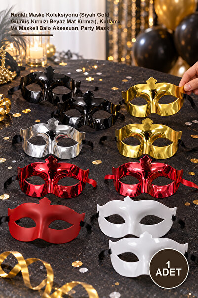 Yenilig 1 Piece Party Mask Set – Colorful Mask Collection (Black Gold Silver ...