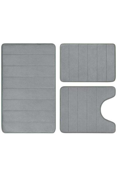 Generic 3-Piece Gray Bathroom Mat Set - Anti-Slip, Super Soft & Absorbent Flo...