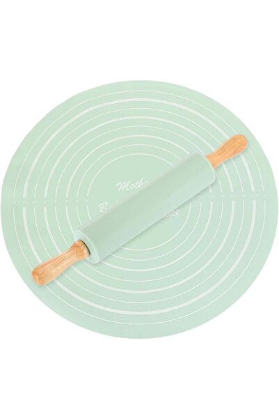 Generic 1Set Silicone Pastry Mat with Rolling Pin Multi Function Skid Dough R...