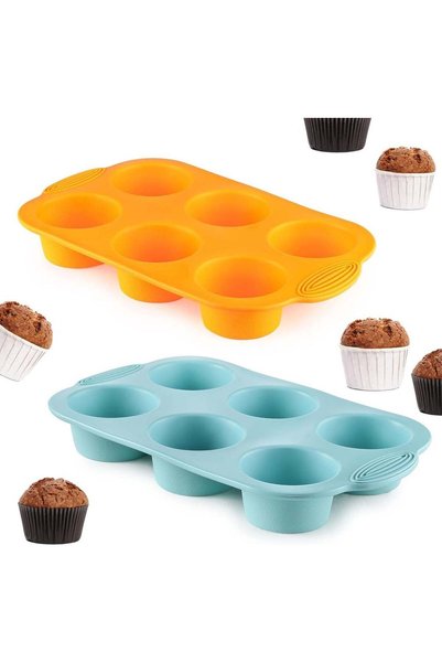 Generic 2PCS Silicone Muffin Cupcake Pan Molds - 6-Cavity Nonstick Silicone B...