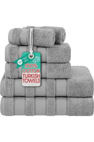 Generic 6-Piece Towel Set 100% Turkish Genuine Cotton Super Soft & Absorbent ...