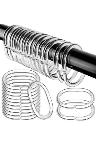 Generic 36pcs Shower Curtain Rings, Clear Plastic Bathroom Curtain Hooks for ...