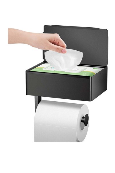 Generic Stainless Steel Toilet Paper Holder with Shelf & Flushable Wipes Disp...