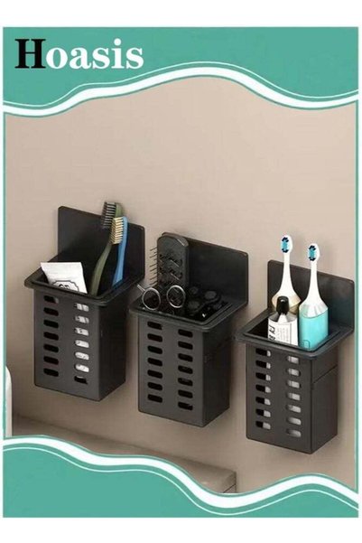 Generic 3-Piece Toothpaste Holder, Toothbrush Holder, Wall Mounted Storage Bo...