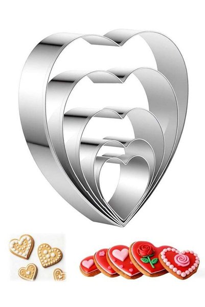 Generic 5PCS Heart Cookie Cutter, Heart Shaped Cookie Cutters, Stainless Stee...