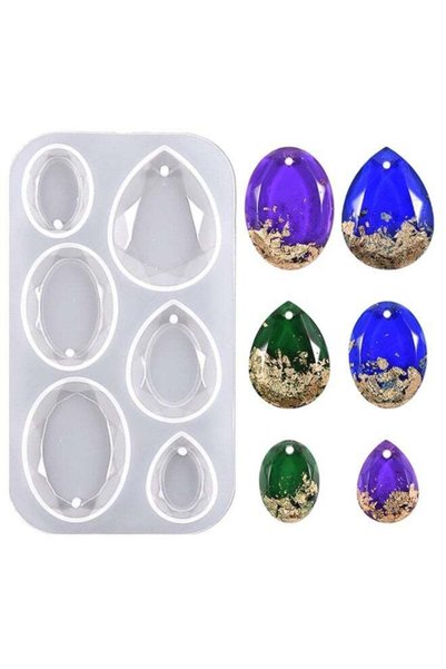 Generic Waterdrop and Oval Resin Jewelry Molds,6 Cavities Silicone Pendant Mo...
