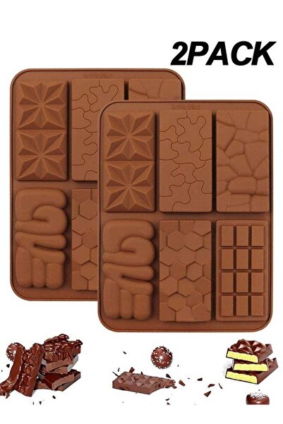Generic 2PACK Thin Chocolate Bar Molds, 6 Shapes Break Apart Chocolate Molds ...