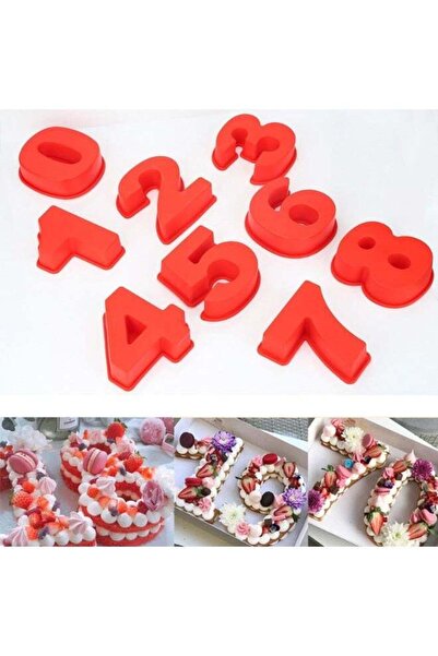 Generic 9-piece silicone digital cake mold set for baking, jelly, chocolate, ...