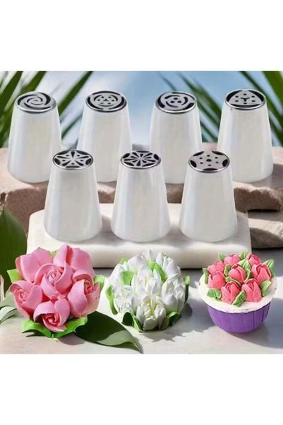 Generic Stainless Steel 7pcs Piping Tips Set - Essential Baking Tools for Hom...